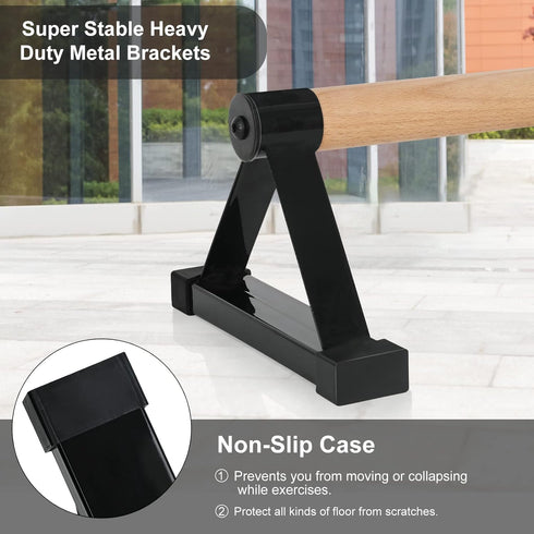 Wood Push Up Bars, Parallettes Anti-slip Handstand Bars for Calisthenics, Solid Wood with Sturdy Metal Bracket