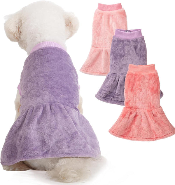 FabriCastle Dog Dress Sweater, Pack of 3, Ultra Soft and Warm Pet Sweaters for Small or Medium Dogs (Pink, Violet,