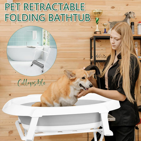 gihusrzx 2 1 3 4 in Dog Bath Tub Dog Washing Station for Bathing and Grooming, Elevated Collapsible Foldable Portable