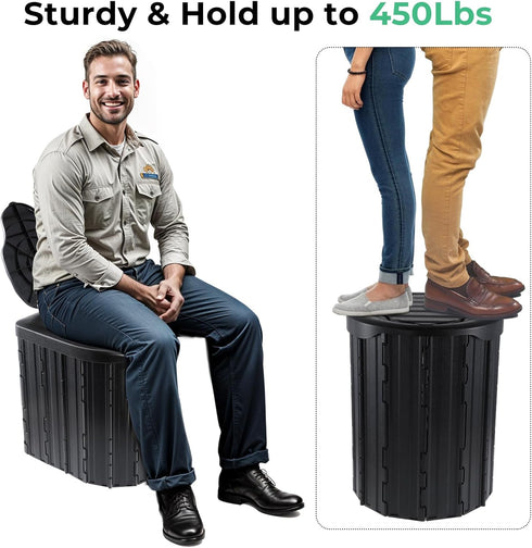(black-15.7''H) Camping Toilet, Portable Toilet for Adults, Camp Toilet with Handbag, Travel Potty for Camping, Hiking