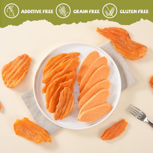 Fiber,10.58 oz Sweet Potato Chews for Dogs, Healthy Dog Training Treats Low Fat, Human Grade Single Ingredient Dried