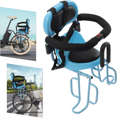 Pyroarle Removable Rear Child Bike Seat, Rear Mounted Baby Kids' Bicycle Carrier with Detachable Guardrail and Pedal