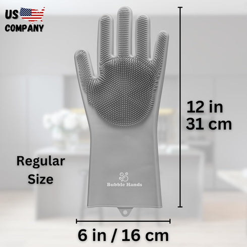 Dog Washing Gloves with Bristle Scrubbers, Reusable Silicone Gloves for Bathing and Grooming (Gray)