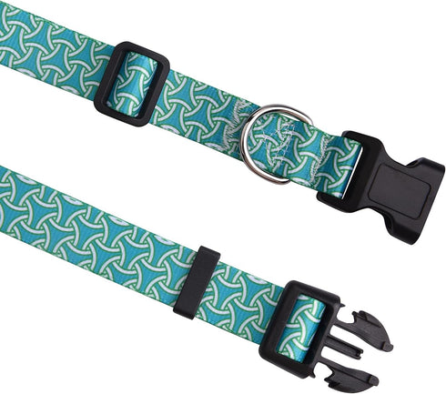 Soft Comfy Dog Collar for Small Dogs, Geometry Pattern Adjustable Pet Collar for Small Medium Large Dogs (Armor Green,