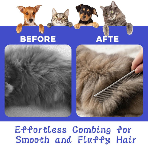 Ocapind 7 Pack Set Dog Cat Grooming Combs Remover Dematting Brush Tool Flea Lice Comb Stainless Steel With Rounded