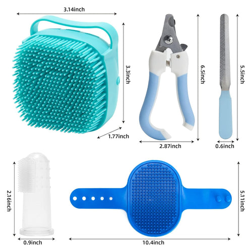6Pcs Dog Bath Brush, Soft Silicone Pet Shampoo Massage Dispenser Grooming Shower Brush for Dogs and Cats
