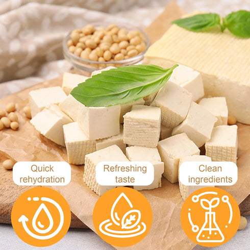 2.83oz (80g) 1cm Freeze Dried Tofu Cubes, Bite Size, Plant Based Dehydrated Tofu, Low Sugar, High Protein, Keto