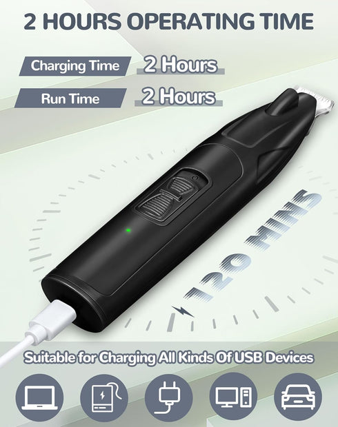 Dog Clippers for Grooming - 2 Speed Rechargeable Low Noise Pet Shaver with LED Light for Dogs & Cats Hair Trimming