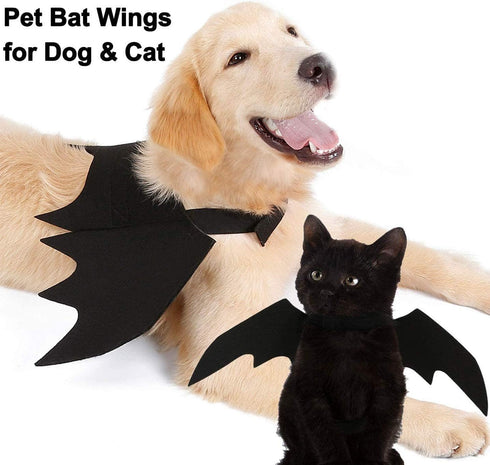 Tealots Halloween Dog Costume - Adjustable Pet Bat Wings for Small Medium Large Dogs, Funny Cat Outfit (L)