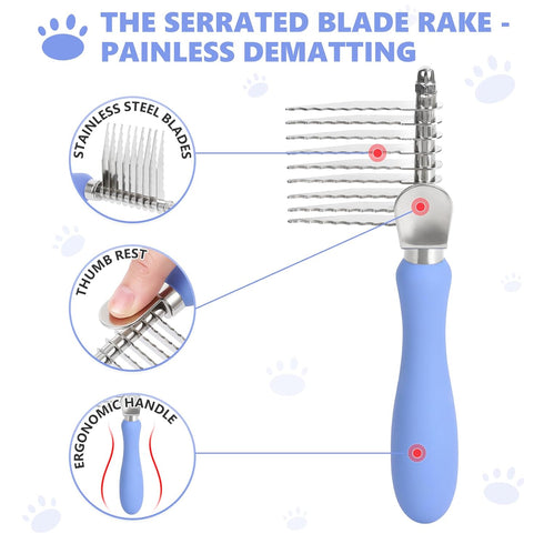 Dematting Comb for Dogs Poodle Doodle, Dual-Sided Rake & Detangling Tool for Long Curly Haired Poodles and Goldendoodles