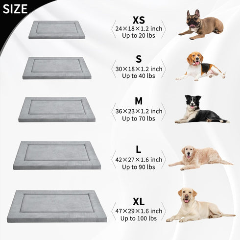 Dog Beds for Small, Medium, Large Dogs, Soft Warm Plush Crate Pad Mat, Anti-Slip Washable Thin Kennel Pad