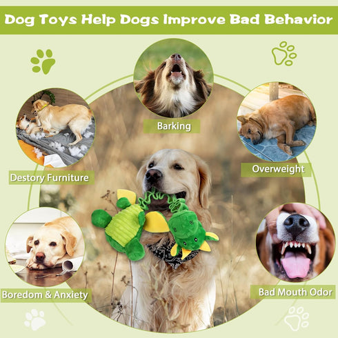 Large Squeaky Dog Toys, Tug-of-War Plush Animal Toys with Crinkle Paper for Small, Medium, Large Dogs