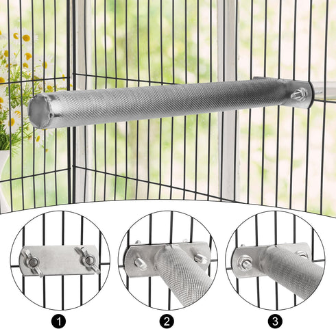 Hypeety Bird Parrot Stainless Steel Stand, 7.19 x 0.75 inch Perch Rod for Cage Accessories