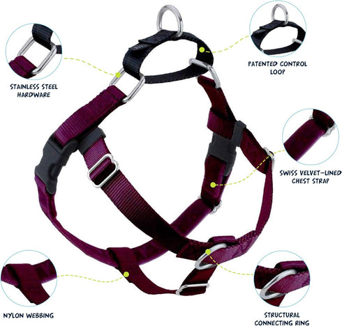 2 Hounds Design Freedom No Pull Dog Harness, Adjustable for Small, Medium & Large Dogs, Made in USA, XL Burgundy
