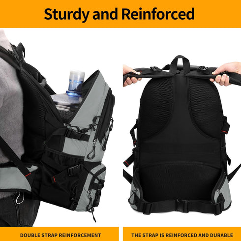 Nerlion 40L Lightweight Hiking Backpack, Waterproof Travel Daypack for Men Women, Outdoor Camping (Light Gray)