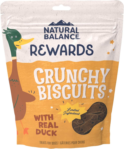 Natural Balance Limited Ingredient Rewards Crunchy Biscuits, Duck Recipe, Grain-Free Dog Treats, 28 oz