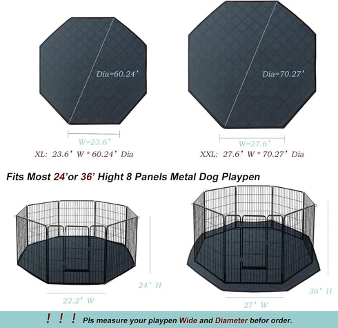 Octagon-XXL-28'*70'(Wide*Diameter)) Dog Playpen Mat, Washable Pee Pad for Octagon Puppy Whelping Pading Leakproof Potty