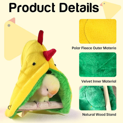 QBLEEV Winter Warm Bird Hammock Tent - Small Birds Soft Plush Sleeping Bed Hideaway Cave for Parakeets, Cockatiels,