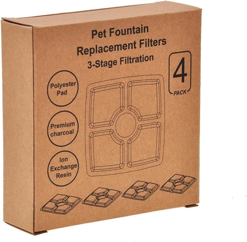 DEWEL 4 Packs Cat Fountain Filter - Flower Pet Fountain Replacement Filters with Activated Carbon