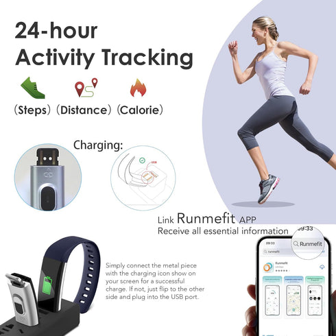 Fitness Tracker for Men and Women, Waterproof Smart Watch with Activity Tracker and Sleep Monitor, Blue