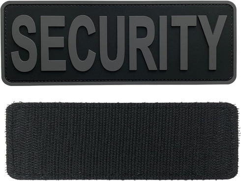 Large Security Patch PVC Subdued 8.5x3 inches for Tactical Vest Jackets Uniforms (Black and Gray)