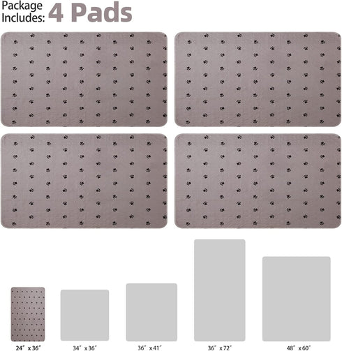 PUPTECK Washable Pee Pads for Dogs, 4 Packs Waterproof Reusable Puppy Potty Training Pads, 24" x 36", Fast Absorption