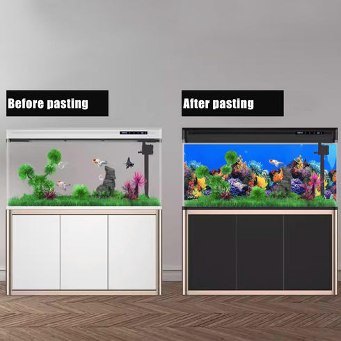 Lainrrew HD Aquarium Background Poster, Dual-Sided Water Plants & Fish Tank Landscape, 16"x40", Easy to Install