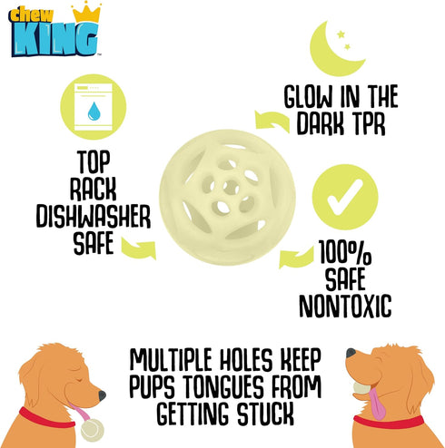 Chew King Glowing Fetch Ball, Large Dog Ball Toys, 2-Pack Lattice