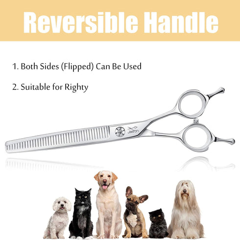 JASON 7" Dog Grooming Scissors, Reversible Pet Trimming Shears with Cutting, Thinning, Blending Features