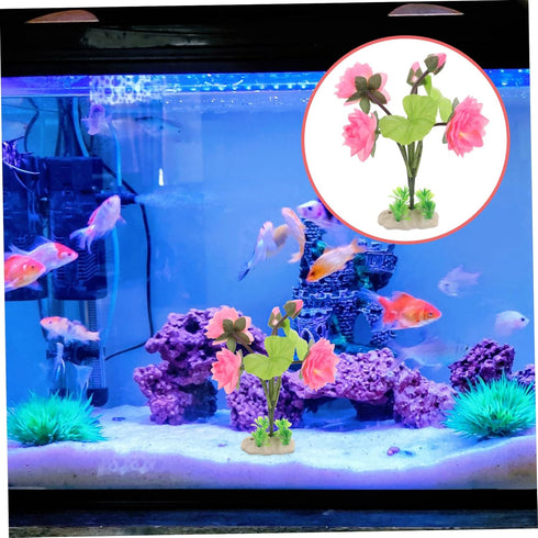 Coffee Shop Decor - Artificial Aquarium Lotus Fake Flower for Fish Tank, Floral Decorations, Small Aquarium Supply