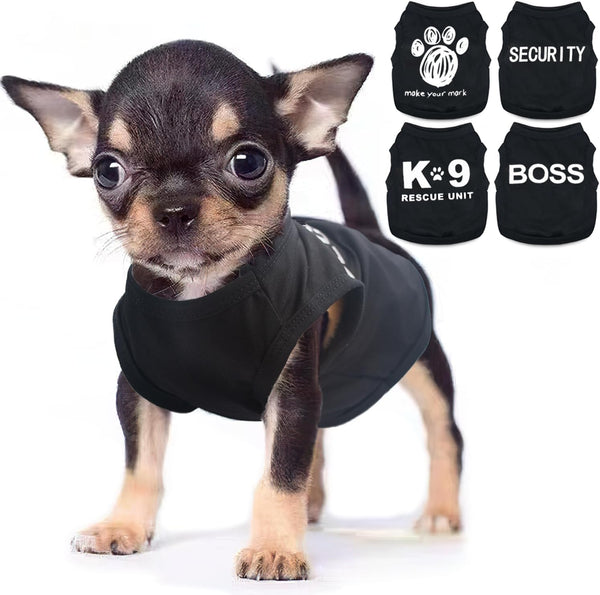 4 Pieces Chihuahua Clothes - Dog Clothes for Small Dogs, Boy Summer Teacup Yorkie Clothes, Spring Letter Security Boss