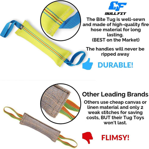 Dog Bite Tug Toy with 2 Strong Handles (2-Pack) - Durable Fire Hose Tugs for Medium to Large Dogs, Ideal for Fetch