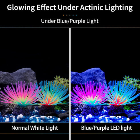 Uniclife Aquarium Imitative Rainbow and Iridescent Blue Sea Urchin Balls, Artificial Silicone Ornament Set