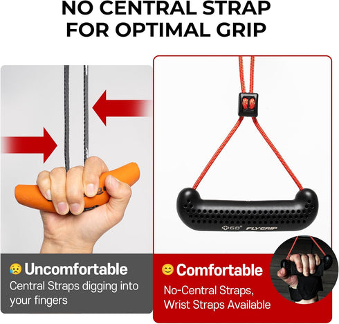 GD Fly Grip Pull Up Handles for Neutral Grip & LAT Pull Down Attachments, Perfect Grips for T-bar Row, Gym Equipment
