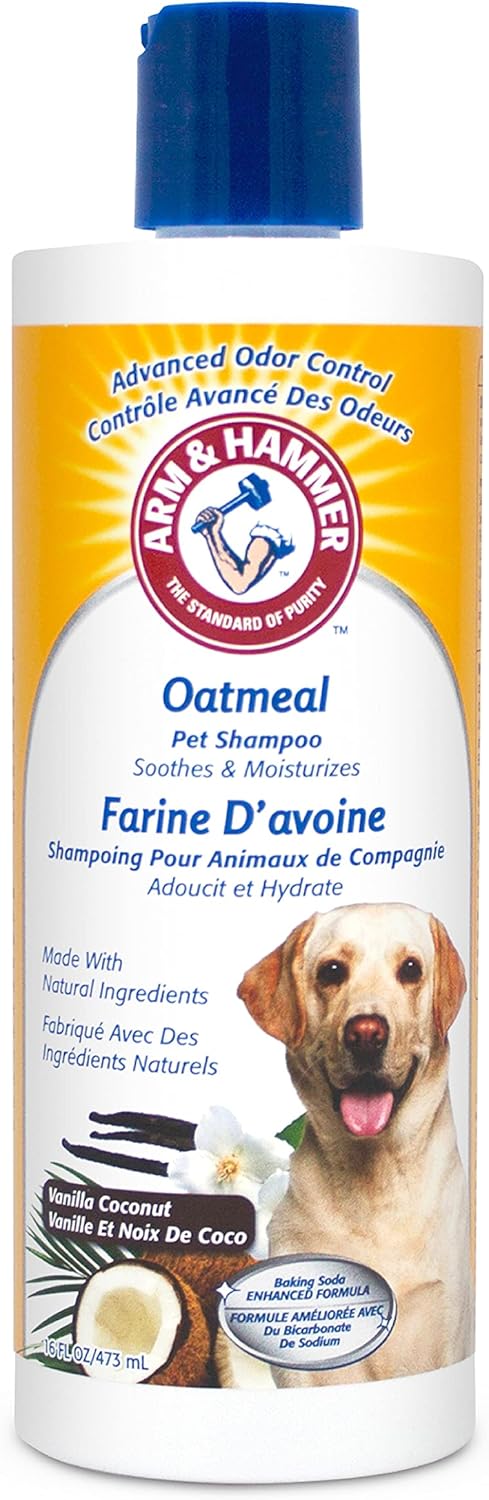 Arm & Hammer for Pets Oatmeal Shampoo for Dogs, Best for Dry, Itchy Skin, Soothing Vanilla Coconut Scent, 16 oz