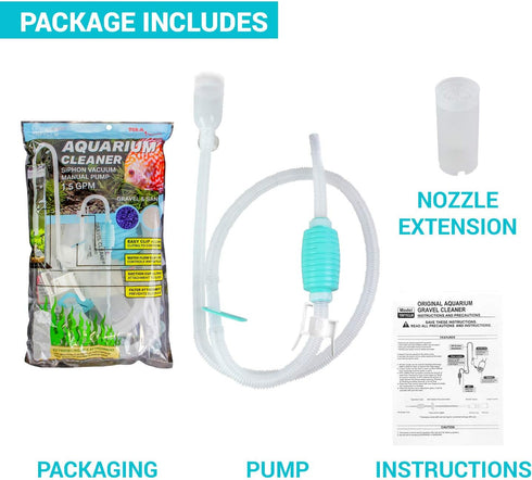 TERA PUMP TRFTCLN Aquarium Gravel Cleaner, Water Siphon with Long Nozzle for 10-20 Gallon Tank