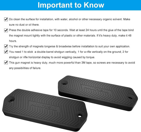 MAXREAL 60lbs (2-Pack) Gun Magnet Rated.HQ Rubber Coated Magnetic Pistol Mount & Holster for Vehicle, Truck, Home, Car