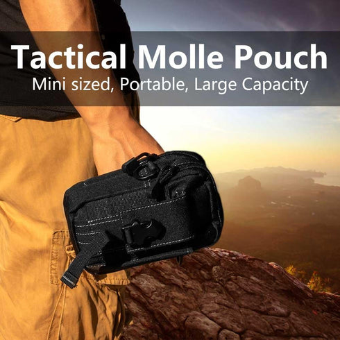 Small Tactical Molle Pouch, Military Waist Pouch EDC with Smartphone Holster for Outdoor Utility Gadget