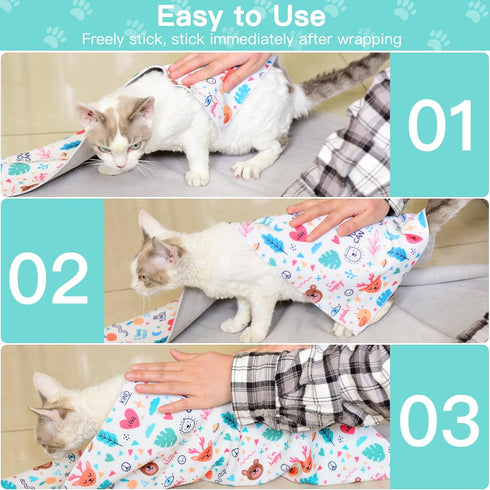 33.5" 6-18 lbs Cat Wrap for Grooming, Maximum, Self-Adherent Soft Cat Blanket for Nail Clipping, Anti-Scratch-Escape