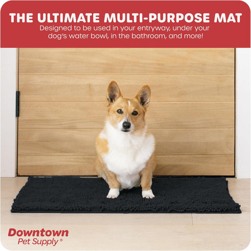 My Doggy Place Microfiber Dog Mat for Muddy Paws, 31" x 20" Black - Quick-Drying Non-Slip Dog Mat