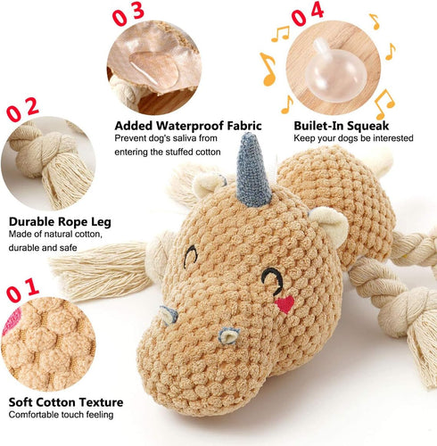 Large Dog Toys, Cute Squeaky Stuffed Animal Plush Toy for Puppies, Durable Chew Toy for All Breeds (Brown)