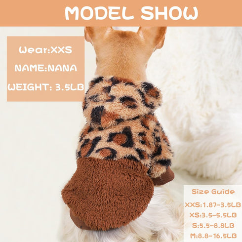 Fleece Dog Sweaters for Small Dogs, Cute Warm Puppy Chihuahua Sweater (Leopard, Small)