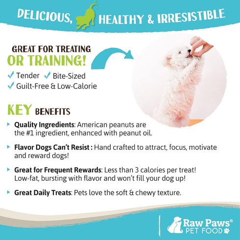 Grain-Free Soft Training Treats for Dogs - Peanut Butter Recipe, 6 oz by Raw Paws