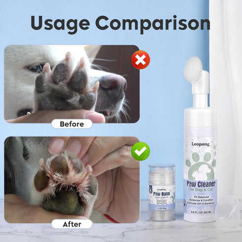 Care1 Pack 1 Pack 1 1 Leopong Dog Paw Care Kit - Protector for Pet Foot Washer Cleaner, Balm, Towel and Bundle Pocket