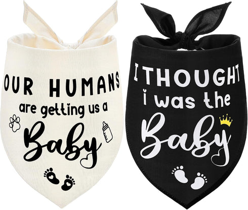2 Pack Pregnancy Announcement Dog Bandanas, Gender Reveal Pet Scarf Cute Adjustable