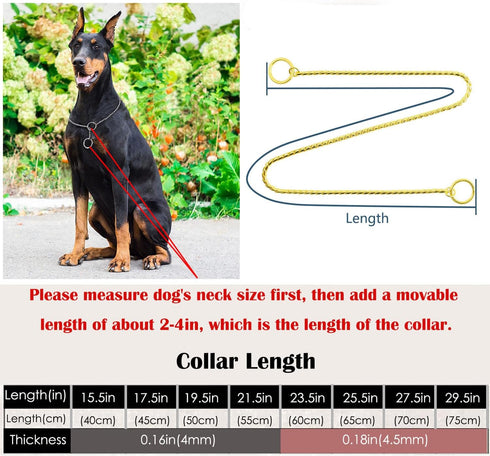 Heavy Duty Dog Choke Collar, Slip Dog P Chain Snake Collar for Small Large Dogs (Black/Gold/Silver/Rose Gold,