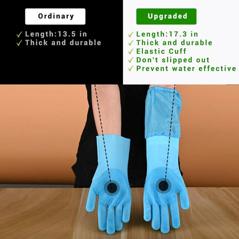 Dog Washing Gloves, Silicone Heat Resistant Pet Grooming Gloves with Soft Brushes for Bathing and Massaging (Blue)