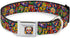 Buckle-Down Dog Collar Seatbelt Buckle - Colorful Calaveras Stacked Multi Color, 1.5 Inch Wide, 16 to 23 Inches