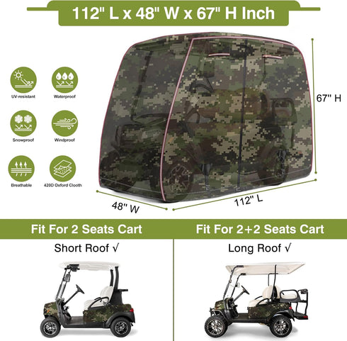 iLSKW Golf Cart Cover - Universal Fits for EZGO, Club Car, Yamaha 4 or 2 Passenger, 420D Oxford Protection