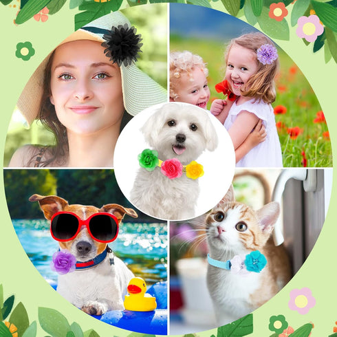 42 Pcs Dog Collar Flowers, Cute Dog Grooming Bows, Accessories for Dog Collar Embellishments and Charms